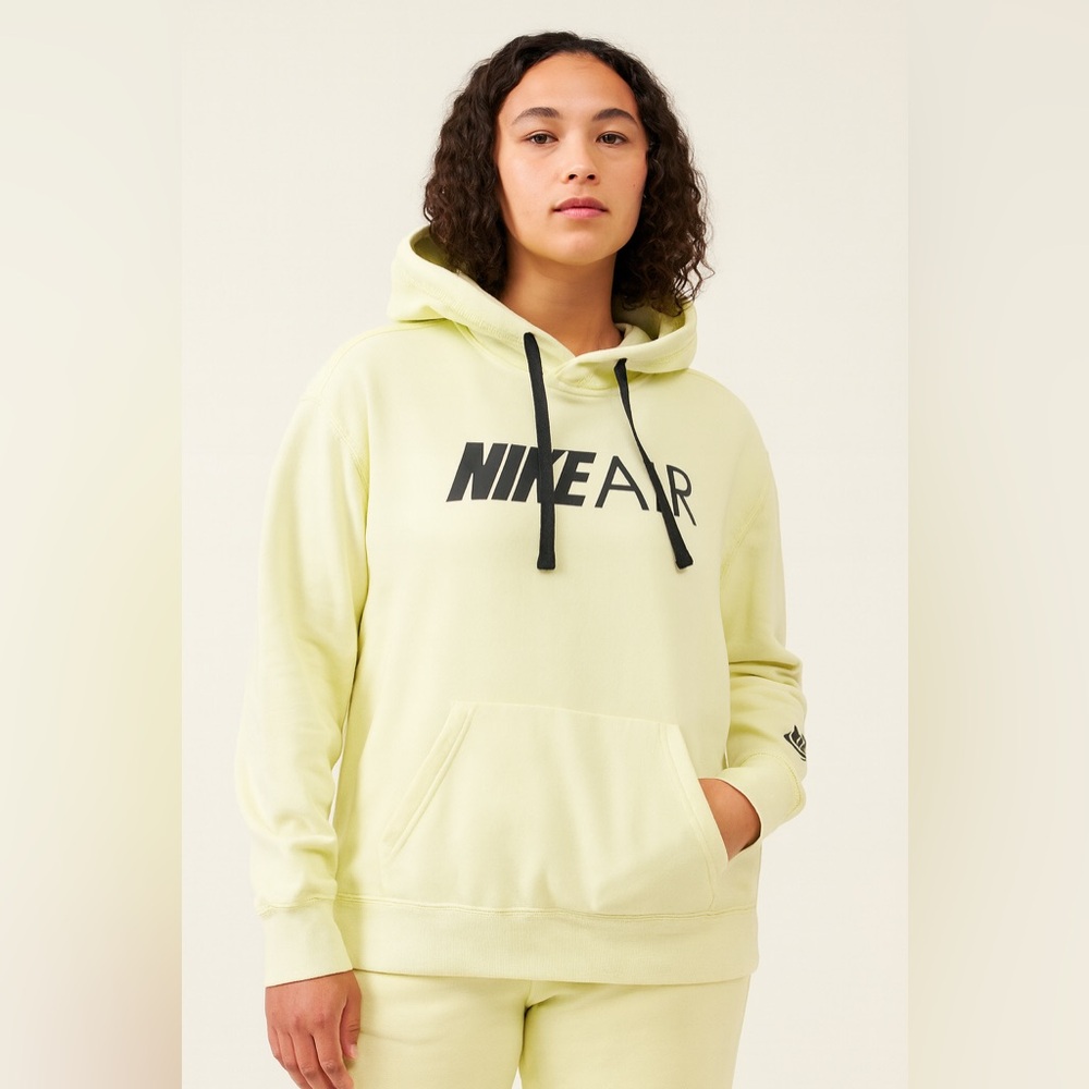 Nike Air Hoodie‎ XS Yellow Cropped Logo Sweatshirt Women's Pullover Hoodie